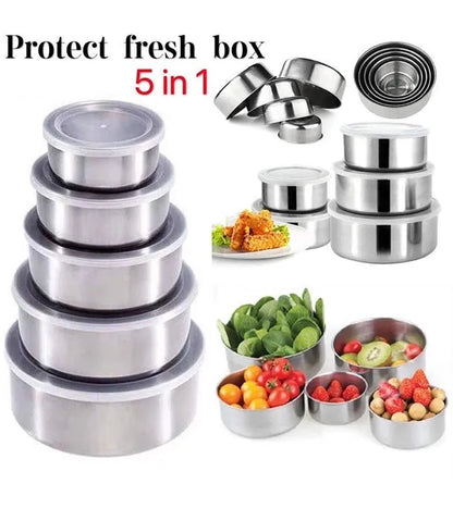 Stainless Steel Bowl Set of 5 Food-Grade, Rust-Resistant Mixing and Serving