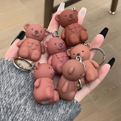 6-Piece Cute Bear Keychain Liquid Lipstick Set Mist Matte Velvet Finish,