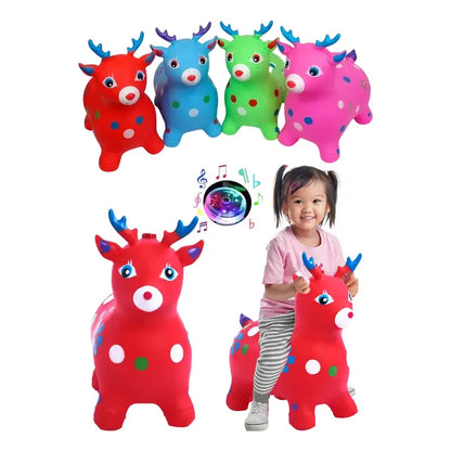 Kids Music Animal Jumbo Inflatable Air PVC Hopper Jumping Toy - Reindeer,