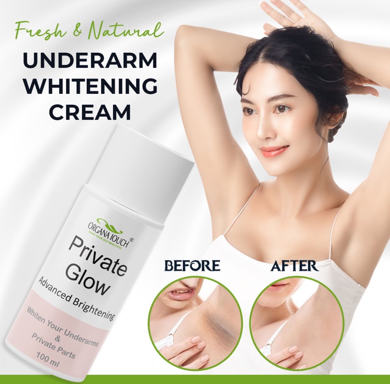 Organa Touch Fresh &amp; Natural Underarm Whitening Cream Private Glow Advanced Brightening