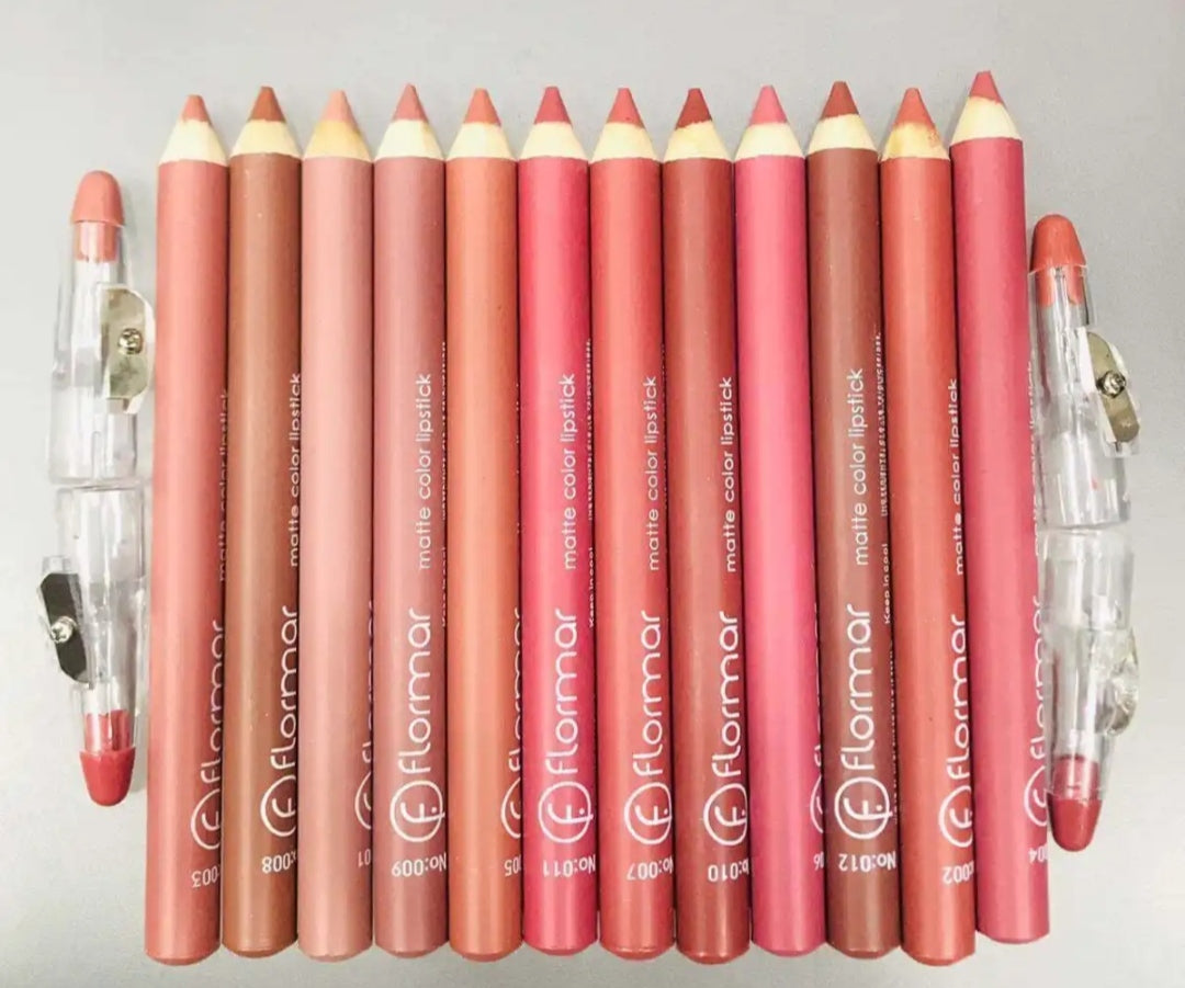 Set of 12/6 Pcs Matte Nude Colors Lip Liners Pigmented Lip Pencils