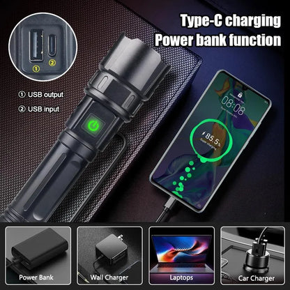 super Powerful 2-in-1 Emergency Flashlight torch &amp; Charging Bank Waterproof LED 2210long