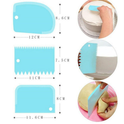 3PCS/Set DIY Cake Cream Scraper Set Cake Decorating Tools Multifunctional Irregular Teeth