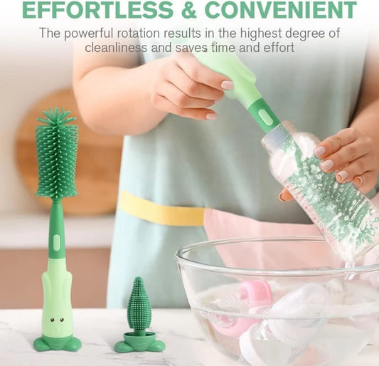 3-in-1 Silicone Baby Bottle Cleaning Brush Set Pacifier, Straw, and Bottle