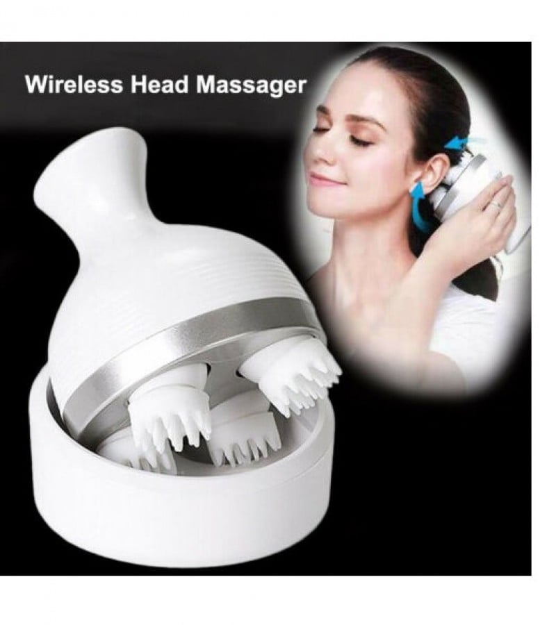 Scalp Massager, Electric Meridian Massage with 4 Moveable Massage Cluster, Rechargeable Portable