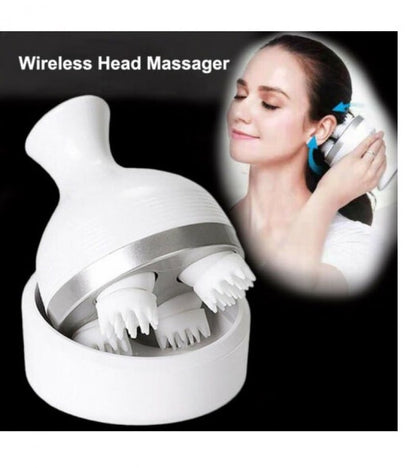 Scalp Massager, Electric Meridian Massage with 4 Moveable Massage Cluster, Rechargeable Portable