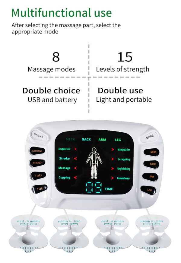 Electronic Pulse Massager Therapy Machine Full Body Pain Relief Device with