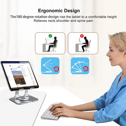 360° Rotating Metal Tablet &amp; Mobile - Adjustable, Foldable, and Portable Desk