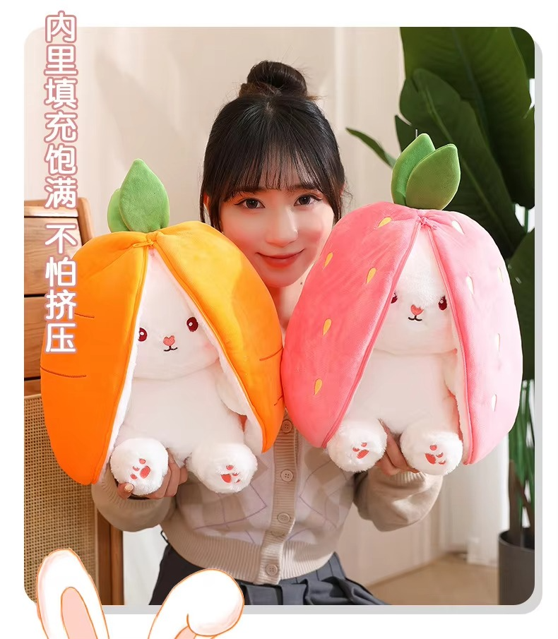 Rabbit New Creative Strawberry Rabbit Plush Soft Doll Hug Pillow | Best