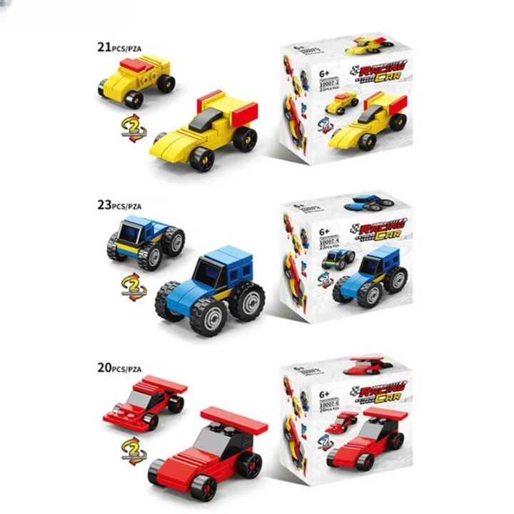 Power Racing Micro Blocks Set 6-in-1 Mini Building Brick Racing Vehicles