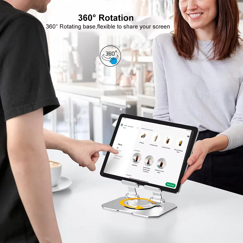 360° Rotating Metal Tablet &amp; Mobile - Adjustable, Foldable, and Portable Desk