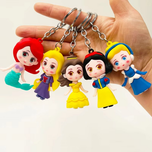 01 PCs Disney Princess Anime Figure Key-Chain Cute Soft Rubber Bag