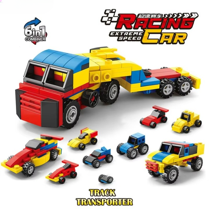 Power Racing Micro Blocks Set 6-in-1 Mini Building Brick Racing Vehicles