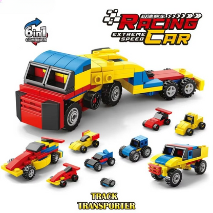 Power Racing Micro Blocks Set 6-in-1 Mini Building Brick Racing Vehicles
