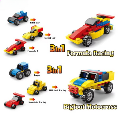 Power Racing Micro Blocks Set 6-in-1 Mini Building Brick Racing Vehicles