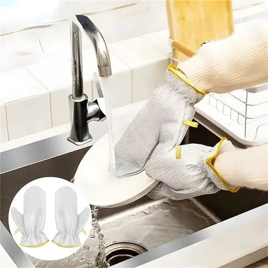 Multipurpose Wire Dishwashing Gloves | Dishwashing Rags for Wet and Dry, Steel