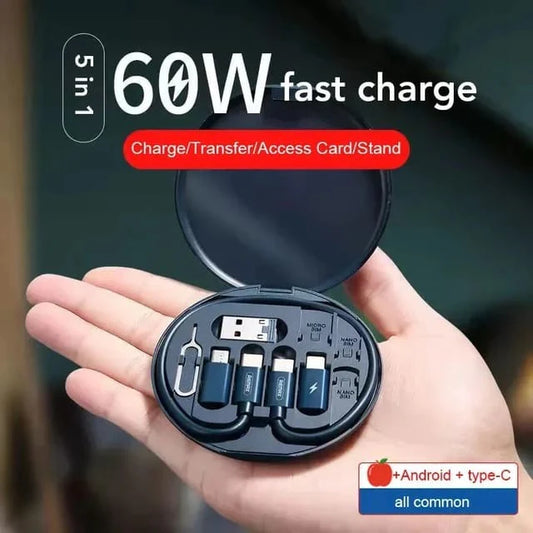 Multifunctional Data Cable Set 60W Fast Charging Cable for Android &amp; Iphone