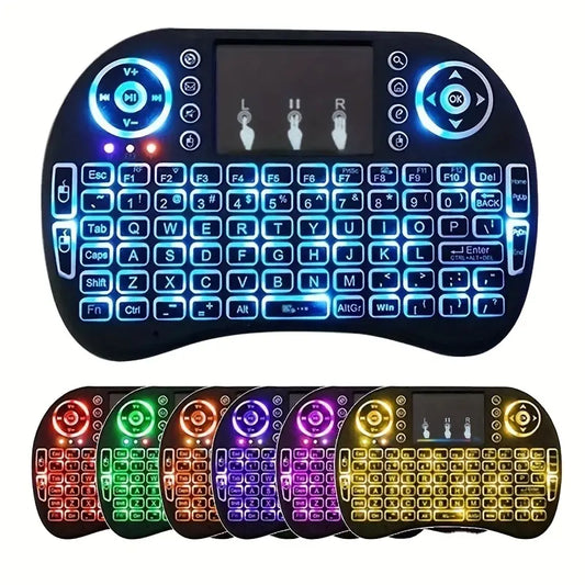 i8 2.4G Mini wireless keyboard with touchpad | 7-color Backlight ,plug and