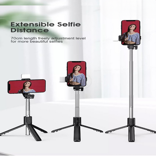 Selfie Stick With LED Light Wireless Bluetooth Foldable Mini Tripod Stand Mobile