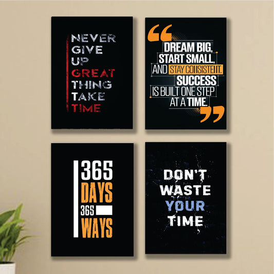 4pcs motivational sticky phototile Wooden Material wall frames for home decor 365