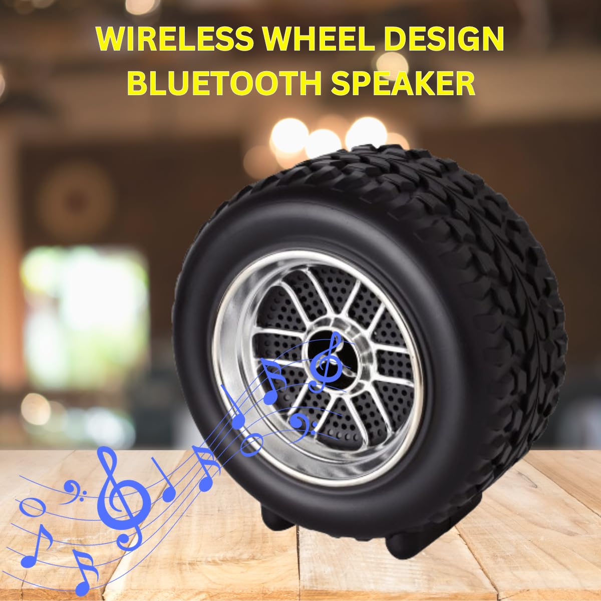 Wheel Shape Bluetooth Speaker | Wireless, Portable, AudioMusic, USB Rechargeable, for Outdoor