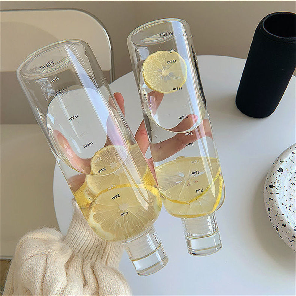 Transparent,lightweight Sports Water Bottle Portable Leak-proof Fitness Gym Water Time Scale, Sealed,