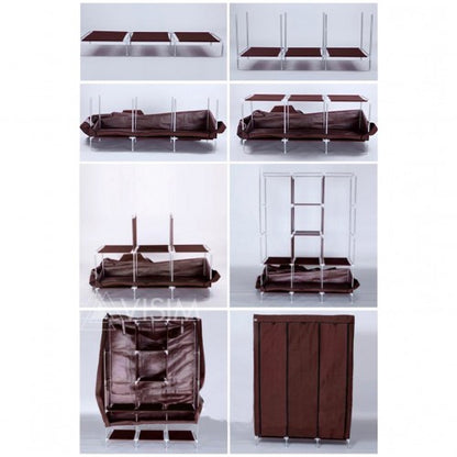 3 Door Fancy &amp; Portable Foldable Closet Wardrobe Storage Organizer with Shelves