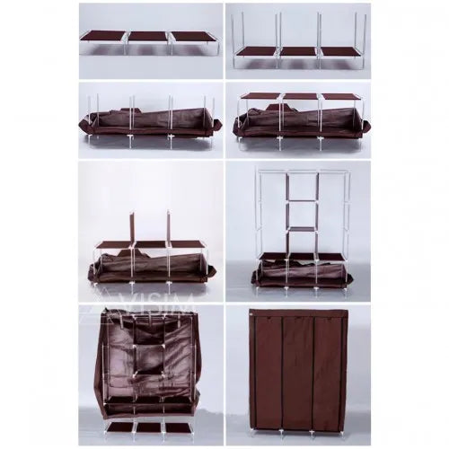 3 Door Fancy &amp; Portable Foldable Closet Wardrobe Storage Organizer with Shelves