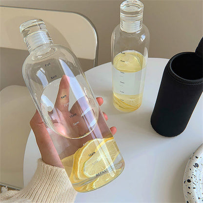 Transparent,lightweight Sports Water Bottle Portable Leak-proof Fitness Gym Water Time Scale, Sealed,