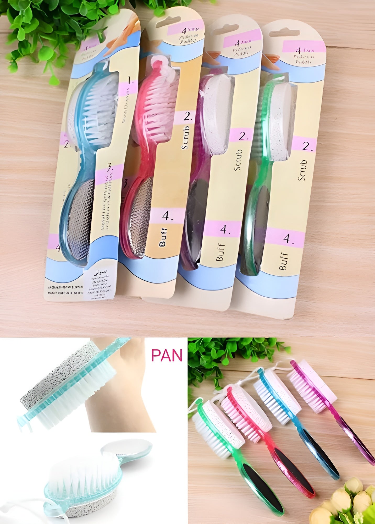 4 In 1 Foot Scrubber | Multi Use Pedicure Paddle Brush -