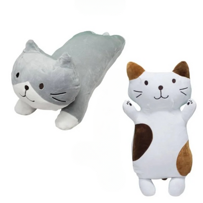 Long Cat Plush Pillow kitten gray White brown lovely cartoon |