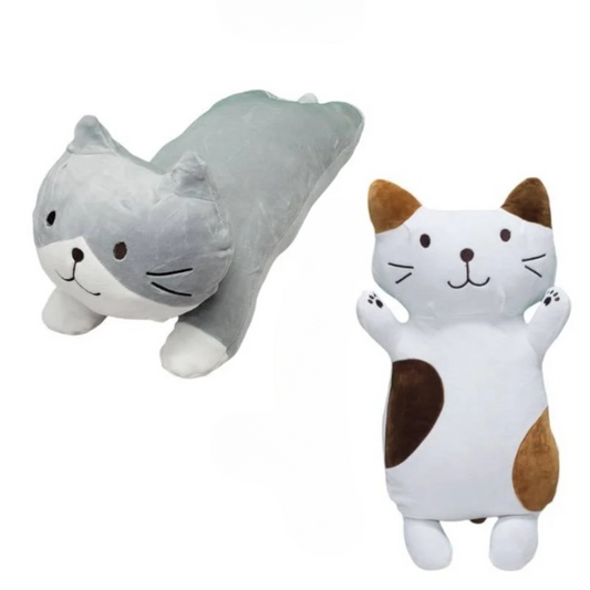 Long Cat Plush Pillow kitten gray White brown lovely cartoon |
