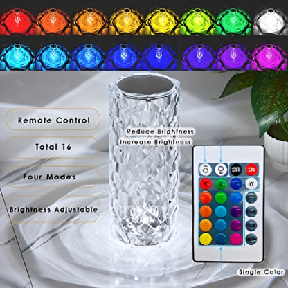 16 Colors Diamond Rose Crystal Lamp Bedside Acrylic Table Lamp |