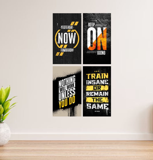 Set Of 4 Motivational Wooden Canvas Frames For Wall Decore / Sticky