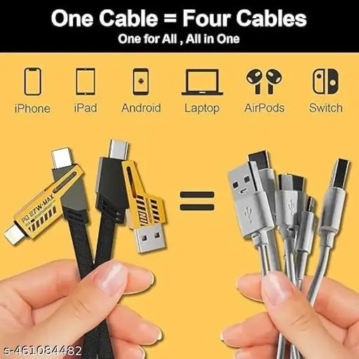 4-in-1 Multi USB Charging Cable USB-C to USB-C, USB-C to Lightning,