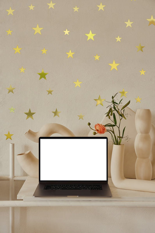 15 stars Mirror Matrial Acrylic Wall Art Decor star Stickers Decals