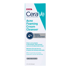 CeraVe Acne Foaming Cream Cleanser 4% Benzoyl Peroxide Treatment [120ml]