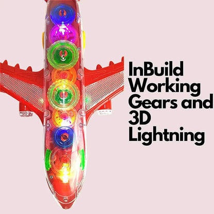 New Trending Transparent Gear Plane Toy Light Mode, Music, Bump-and-Go Action,