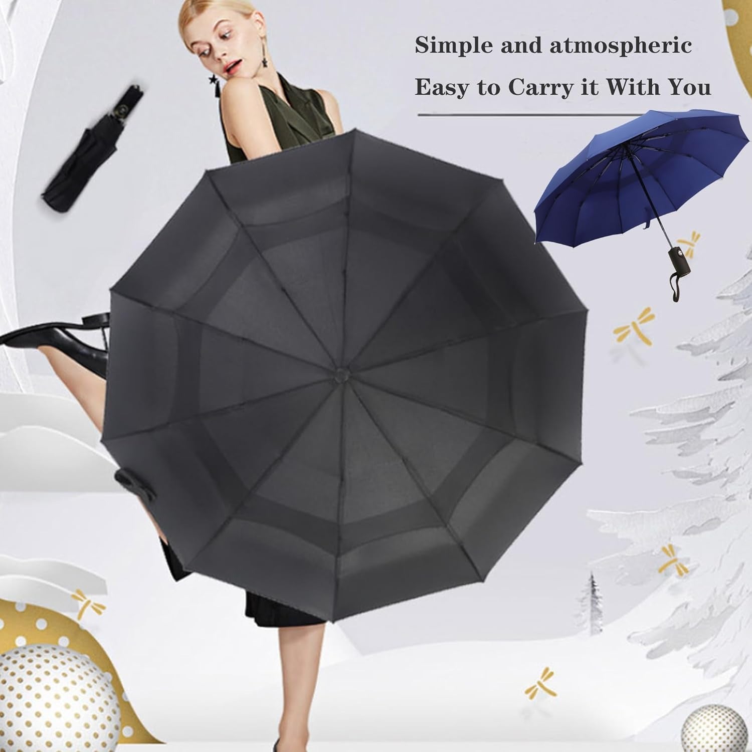 Compact Travel Umbrella with Windproof Design Gray Ghana - CheckNpays