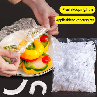 100pcs Stretchable Plastic Food Covers Disposable Transparent Wrap for Bowls, Plates,