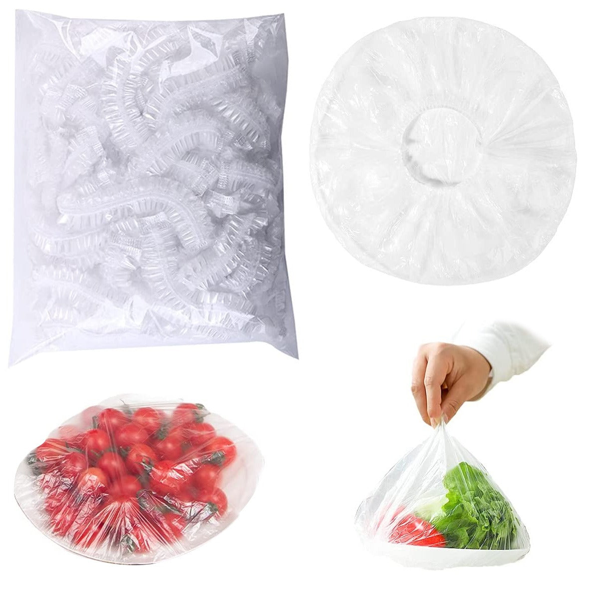 100pcs Stretchable Plastic Food Covers Disposable Transparent Wrap for Bowls, Plates,