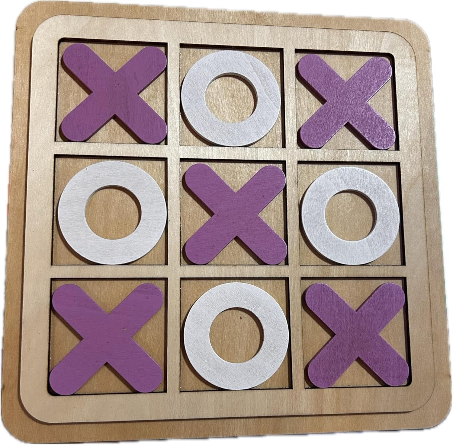 Wooden Tic-Tac-Toe Board Game Classic XO Strategy Game for Kids, Toddlers, - CheckNpays