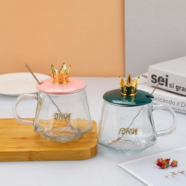 Golden Crown Sugar Pot with Lid &amp; Spoon Elegant Storage Jar