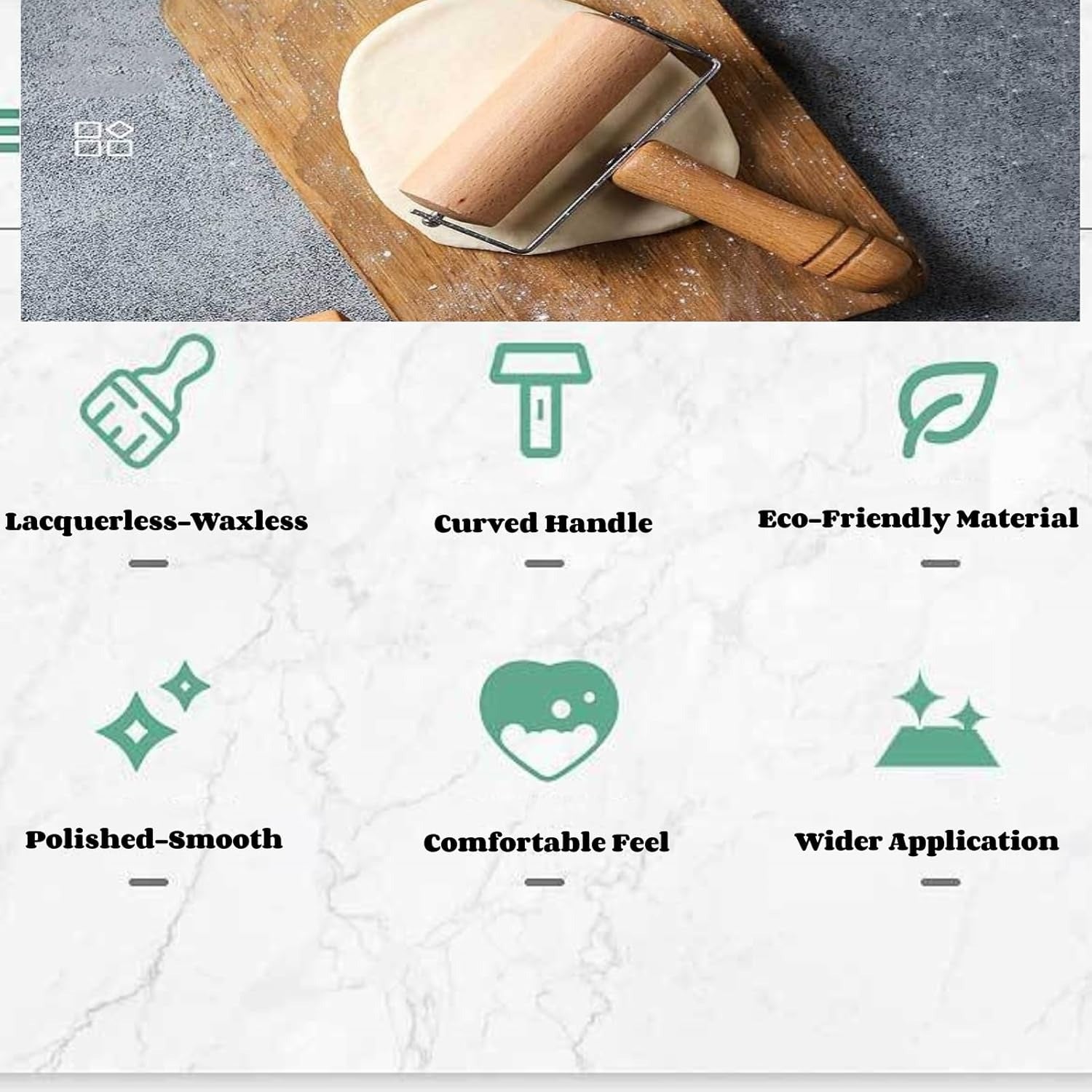 2pcs Wooden Rolling Pin for Baking Hand Push Dough Roller with - CheckNpays