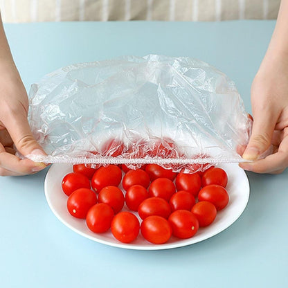 100pcs Stretchable Plastic Food Covers Disposable Transparent Wrap for Bowls, Plates,