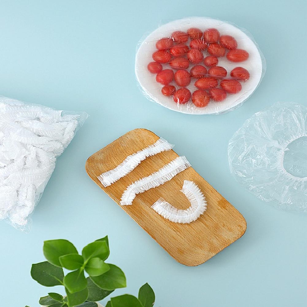 100pcs Stretchable Plastic Food Covers Disposable Transparent Wrap for Bowls, Plates,