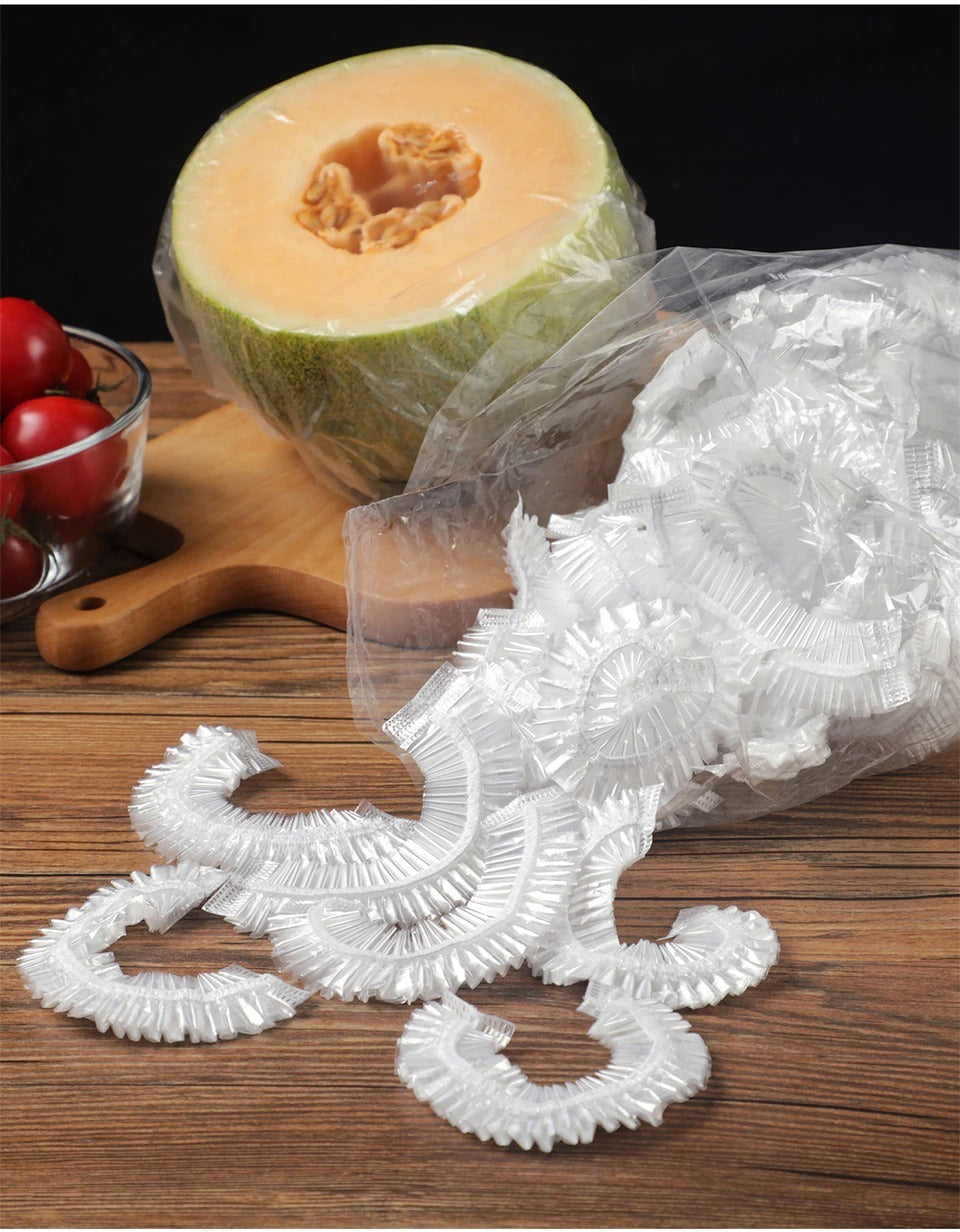 100pcs Stretchable Plastic Food Covers Disposable Transparent Wrap for Bowls, Plates,