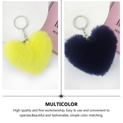 01 PCs Heart Fluffy Fur Ball Pom Pom Keychain Keychains For
