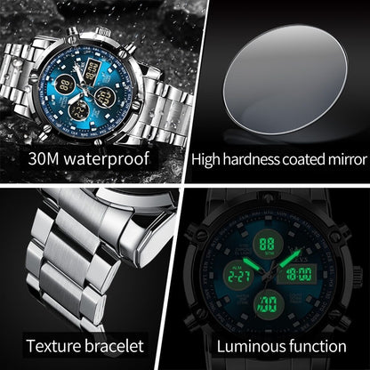 Skemie 1389 Men’s Digital Analog Watch Waterproof Digital Chronograph LED Multi-Time Business
