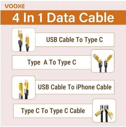 4 in 1 Data Cable Pack of 2 USB-C &amp; Lightning - CheckNpays